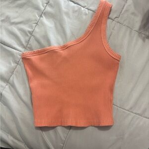 SHEIN Orange Asymmetrical Ribbed Tank Top